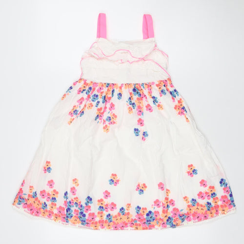 Bluezoo Girls White Floral A-Line Party Dress Age 8 Sleeveless Bow