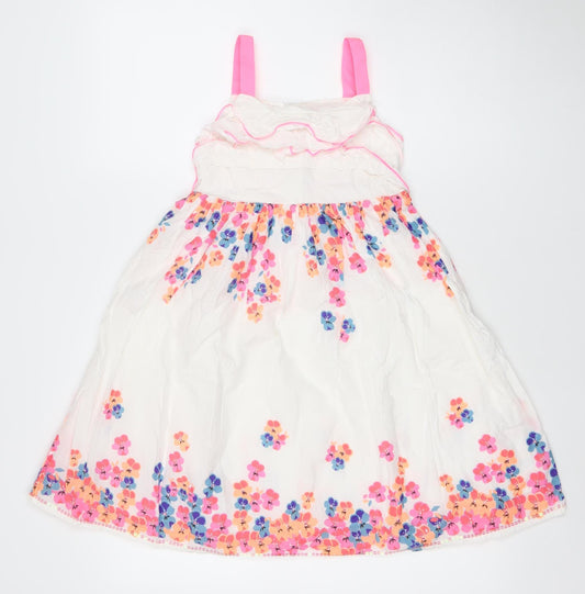 Bluezoo Girls White Floral A-Line Party Dress Age 8 Sleeveless Bow