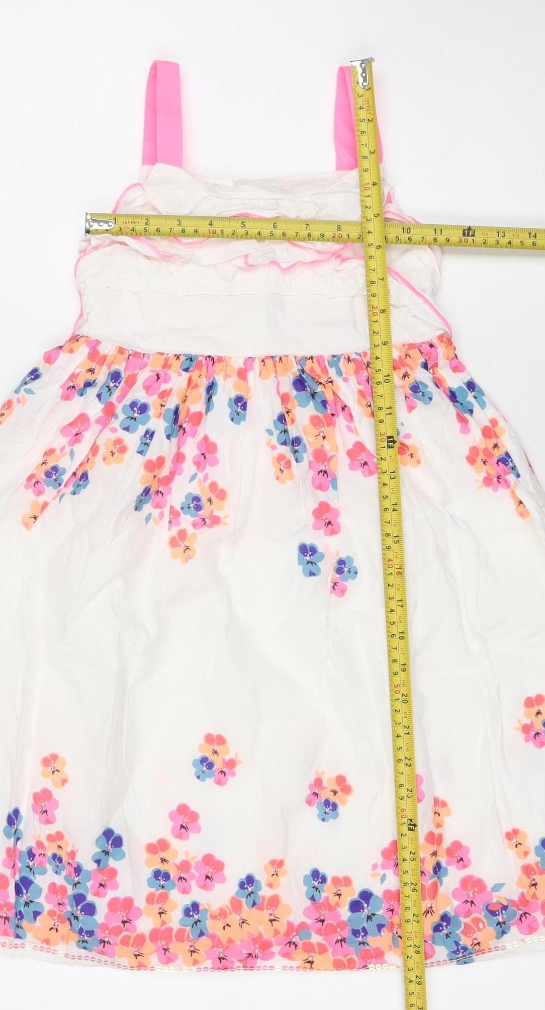 Bluezoo Girls White Floral A-Line Party Dress Age 8 Sleeveless Bow