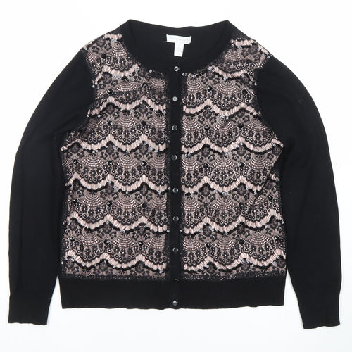 Charter Club Womens Black Lace Cardigan Jumper Size S