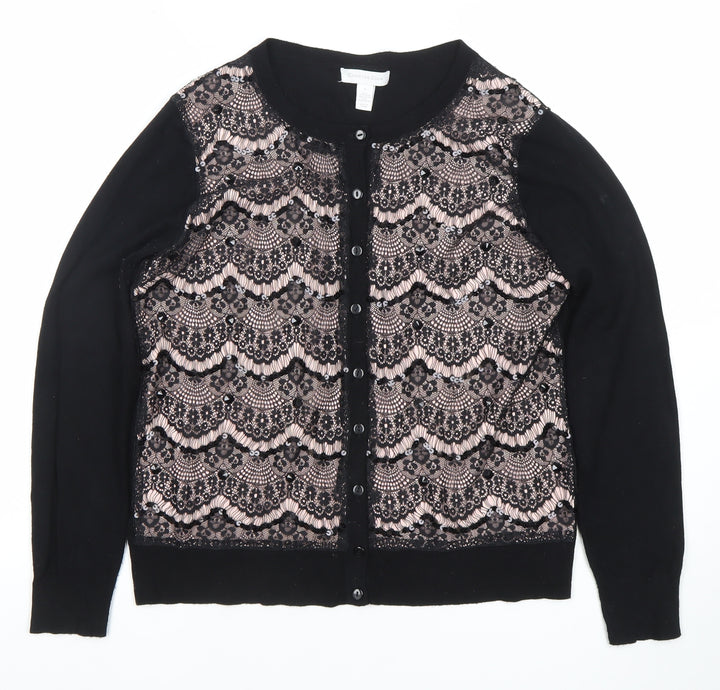 Charter Club Womens Black Lace Cardigan Jumper Size S