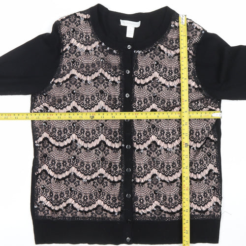 Charter Club Womens Black Lace Cardigan Jumper Size S