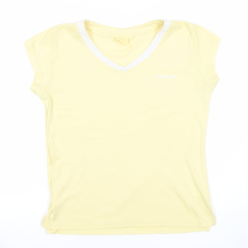 LA Gear Womens Yellow Size 14 V-Neck T-Shirt Casual Summer Top