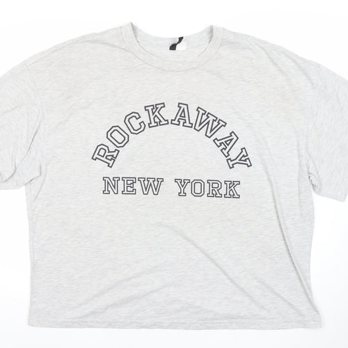 H&M Divided Women's Grey Rockaway New York XL T-Shirt Short Sleeve
