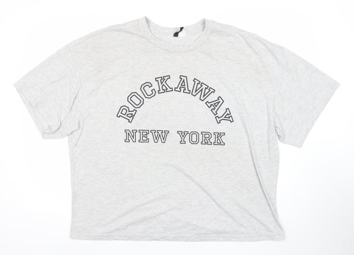 H&M Divided Women's Grey Rockaway New York XL T-Shirt Short Sleeve