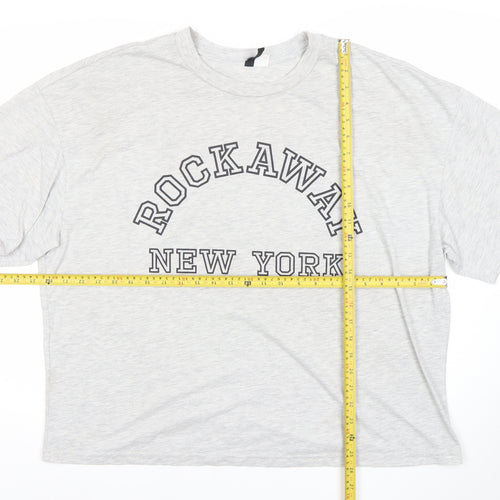 H&M Divided Women's Grey Rockaway New York XL T-Shirt Short Sleeve