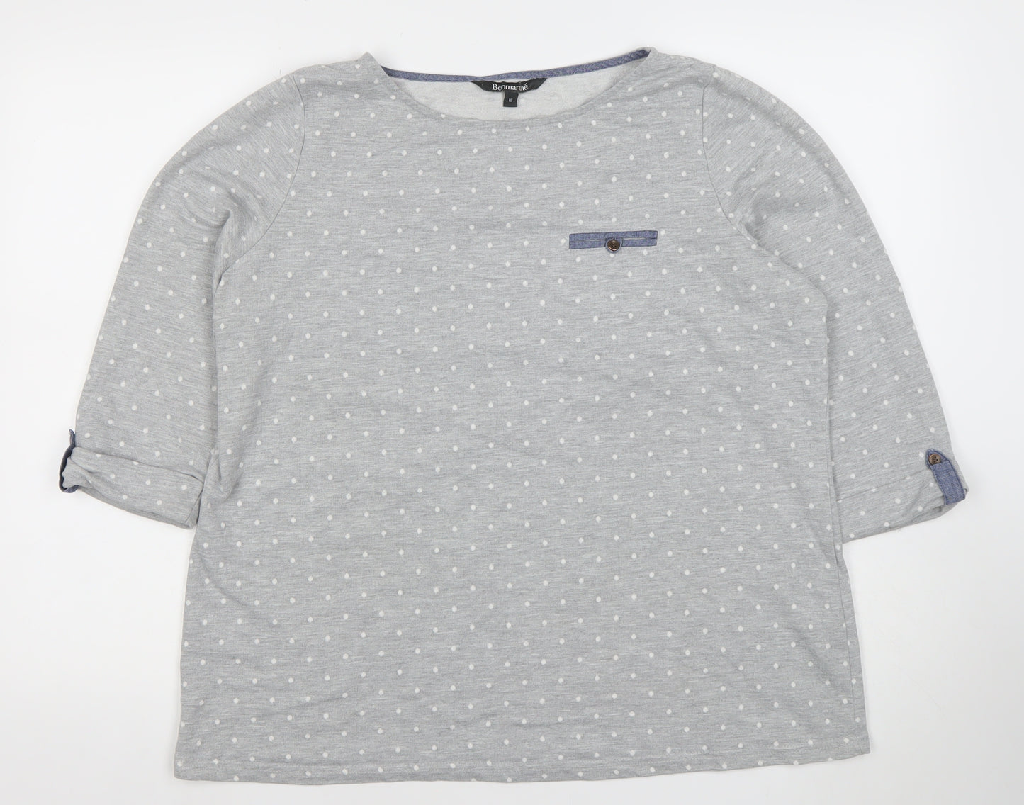 Bonmarché Women’s Grey Polka Dot 3/4 Sleeve T-Shirt Size 18