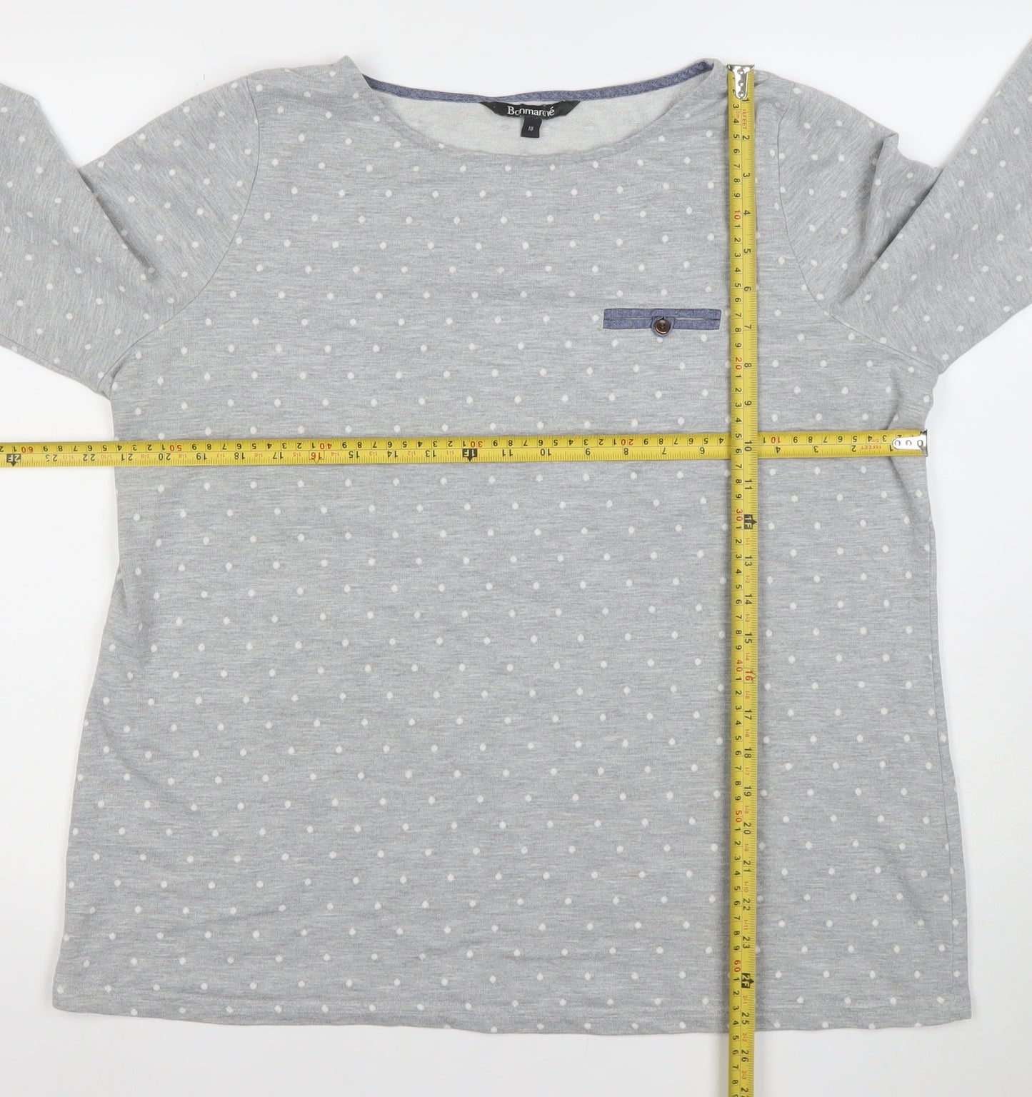 Bonmarché Women’s Grey Polka Dot 3/4 Sleeve T-Shirt Size 18
