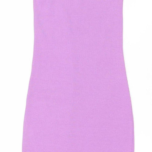 Zara Women’s Purple Mini Slip Dress Size S Scoop Neck Stretch