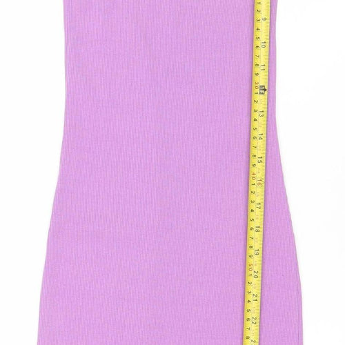 Zara Women’s Purple Mini Slip Dress Size S Scoop Neck Stretch