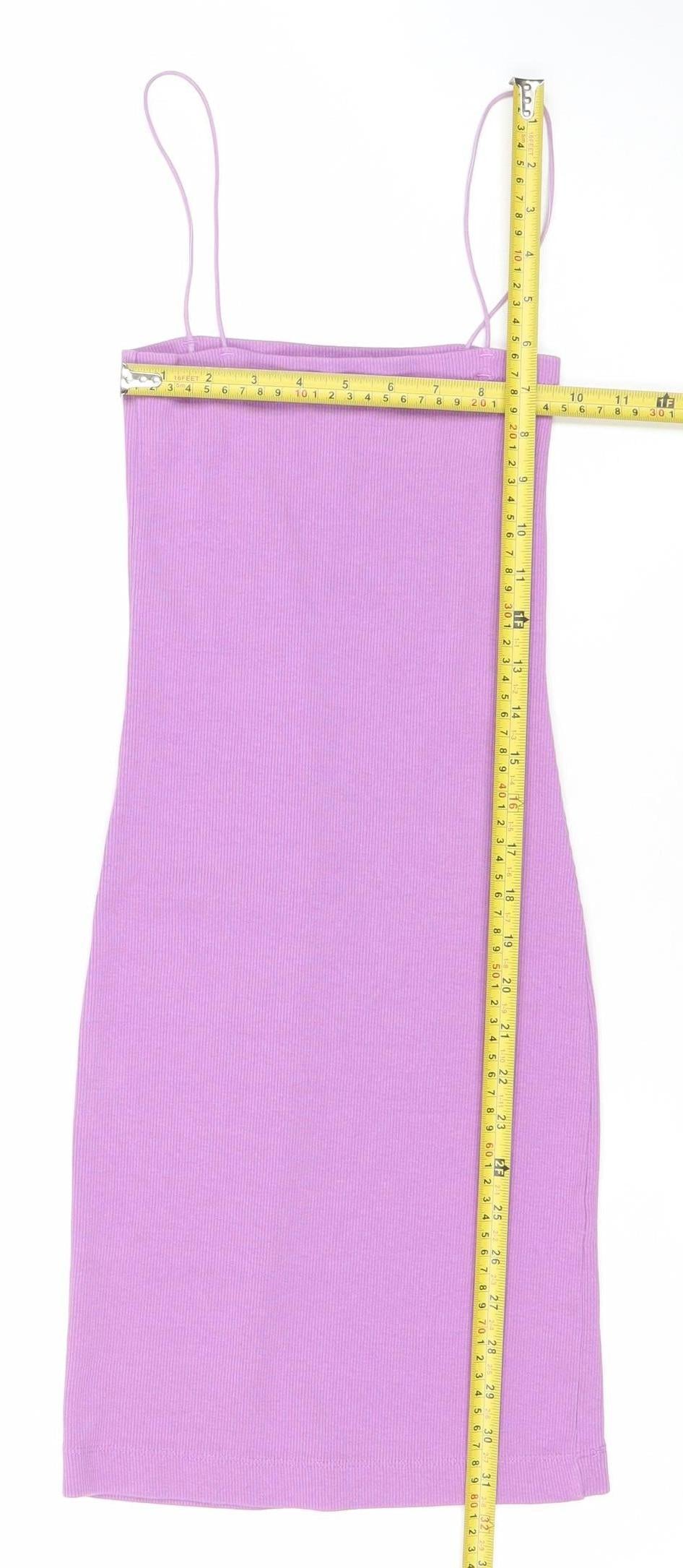 Zara Women’s Purple Mini Slip Dress Size S Scoop Neck Stretch