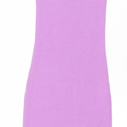 Zara Women’s Purple Mini Slip Dress Size S Scoop Neck Stretch
