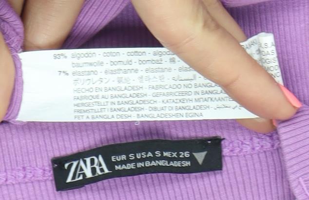 Zara Women’s Purple Mini Slip Dress Size S Scoop Neck Stretch