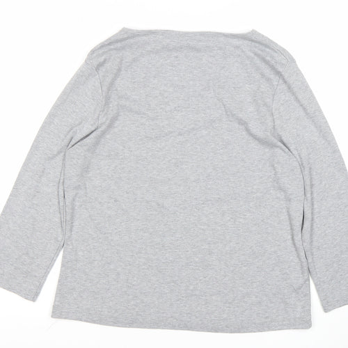 CC Women’s Grey V-Neck 3/4 Sleeve Cotton Stretch Top L
