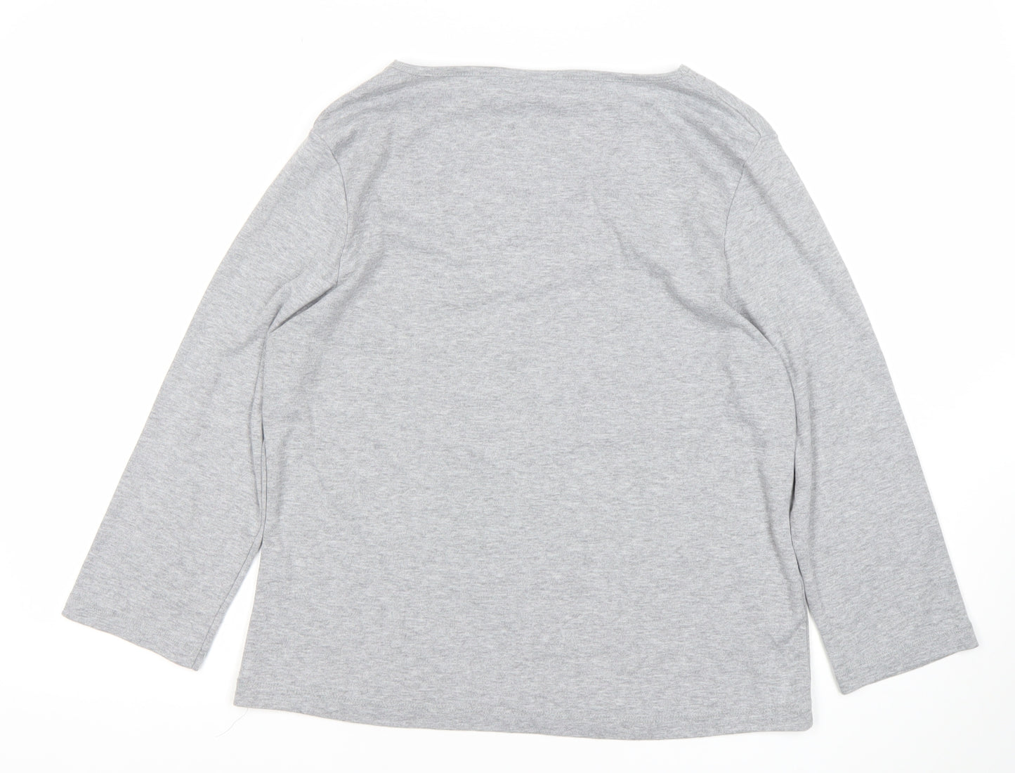CC Women’s Grey V-Neck 3/4 Sleeve Cotton Stretch Top L