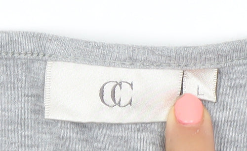 CC Women’s Grey V-Neck 3/4 Sleeve Cotton Stretch Top L