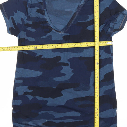 Lucky Brand Unisex Blue Camo V-Neck XS Regular Fit T-Shirt