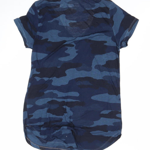 Lucky Brand Unisex Blue Camo V-Neck XS Regular Fit T-Shirt
