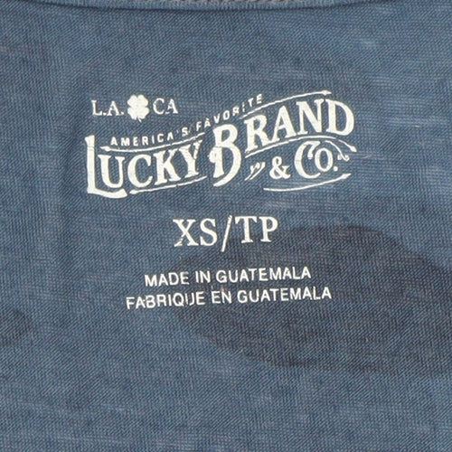 Lucky Brand Unisex Blue Camo V-Neck XS Regular Fit T-Shirt