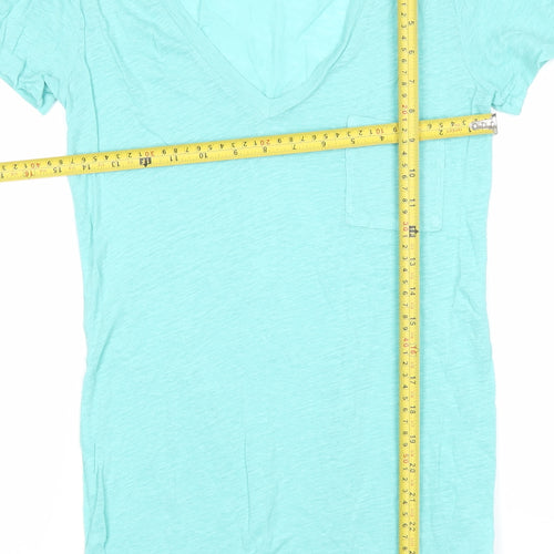 J.Crew Women’s Blue Linen V-Neck T-Shirt Size 2XS