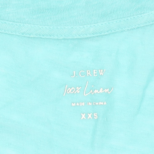 J.Crew Women’s Blue Linen V-Neck T-Shirt Size 2XS