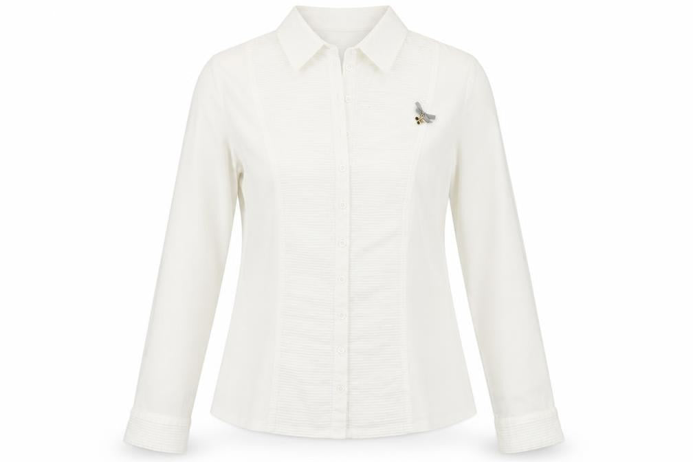 Tinta Style Women White Size 14 Cotton Stretch Long Sleeve Button Shirt