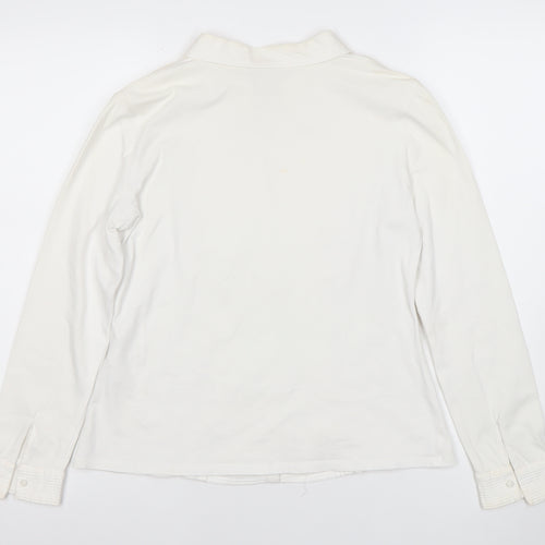 Tinta Style Women White Size 14 Cotton Stretch Long Sleeve Button Shirt