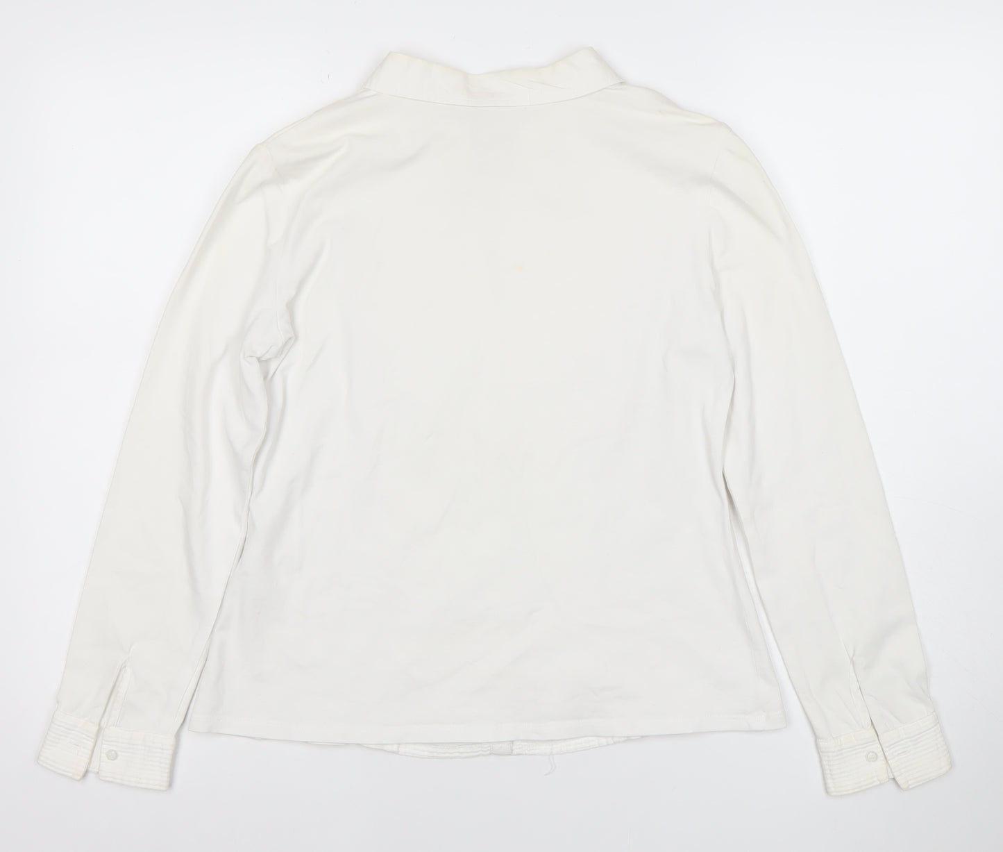 Tinta Style Women White Size 14 Cotton Stretch Long Sleeve Button Shirt
