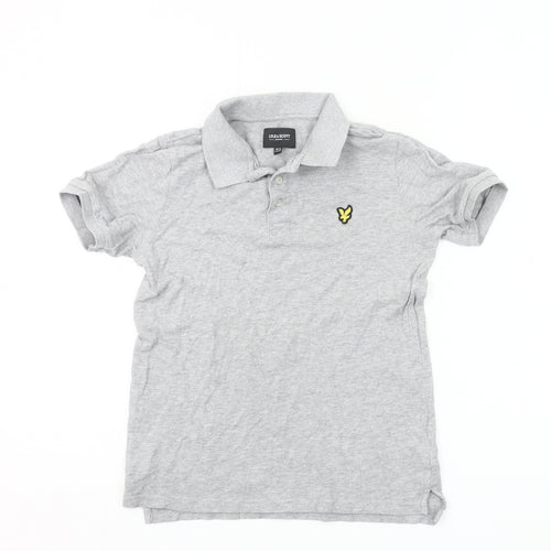 Lyle & Scott Boys Grey Polo Shirt 10-11 Years Cotton Short Sleeve