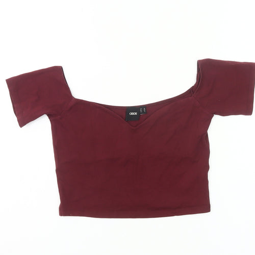 ASOS Womens Red Cropped Scoop Neck Slim Fit T-Shirt UK 10