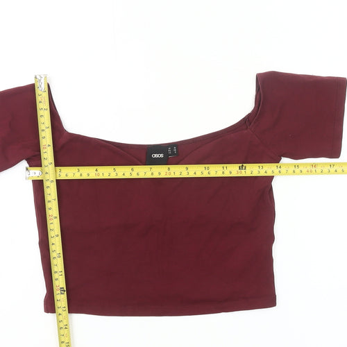 ASOS Womens Red Cropped Scoop Neck Slim Fit T-Shirt UK 10
