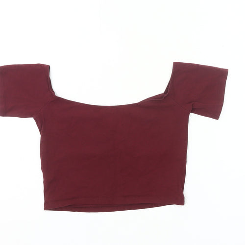 ASOS Womens Red Cropped Scoop Neck Slim Fit T-Shirt UK 10