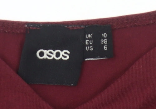 ASOS Womens Red Cropped Scoop Neck Slim Fit T-Shirt UK 10