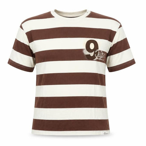 Teddy Smith Unisex Adults Brown White Striped T-Shirt Size M