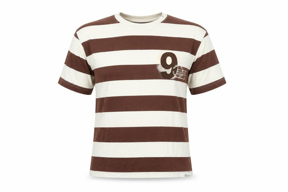 Teddy Smith Unisex Adults Brown White Striped T-Shirt Size M