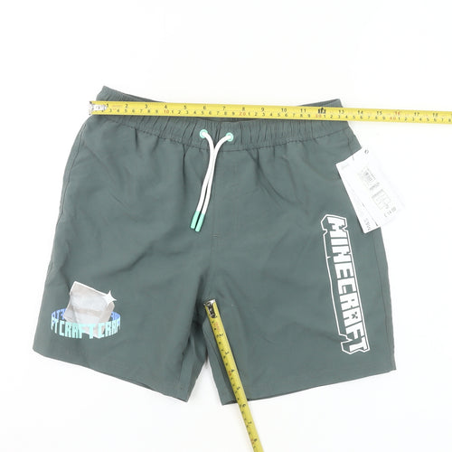 Marks and Spencer Boys Green Minecraft Swim Shorts 10-11Y Polyester Quick Dry