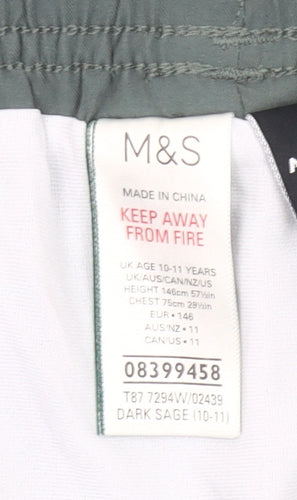 Marks and Spencer Boys Green Minecraft Swim Shorts 10-11Y Polyester Quick Dry