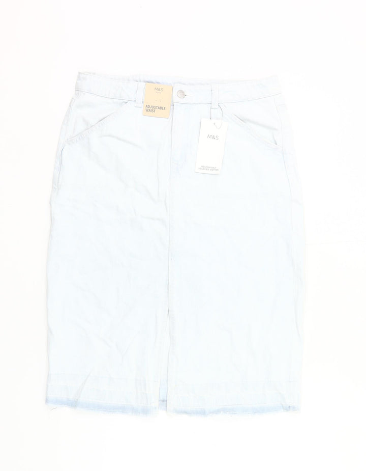 Marks and Spencer Girls Blue Denim Knee Length Pencil Skirt 13-14Y