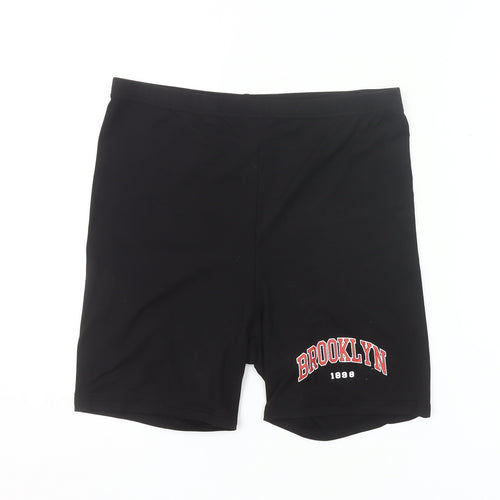 SHEIN Women’s Black Biker Shorts L Slim Fit Stretch Jersey Activewear