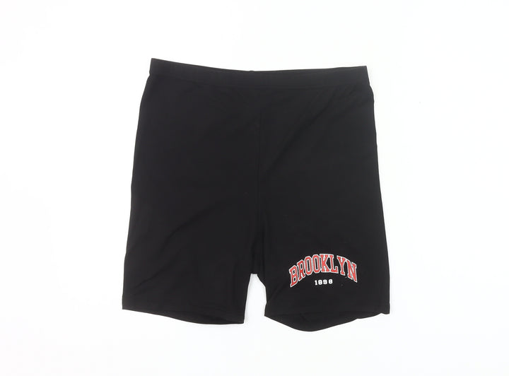 SHEIN Women’s Black Biker Shorts L Slim Fit Stretch Jersey Activewear