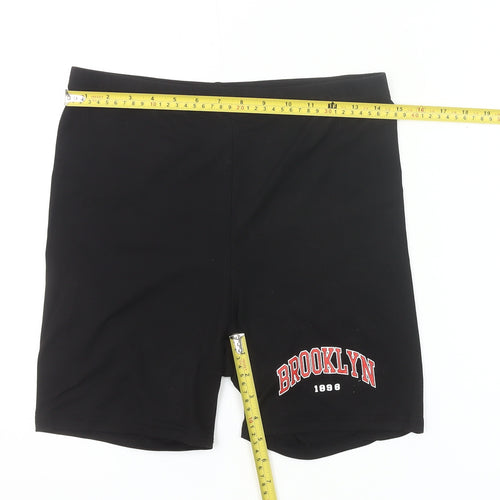 SHEIN Women’s Black Biker Shorts L Slim Fit Stretch Jersey Activewear