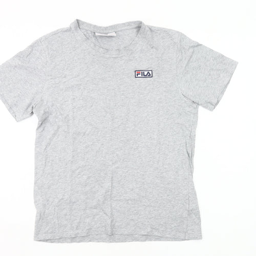 FILA Men's Grey Small Crew Neck Short Sleeve Cotton T-Shirt