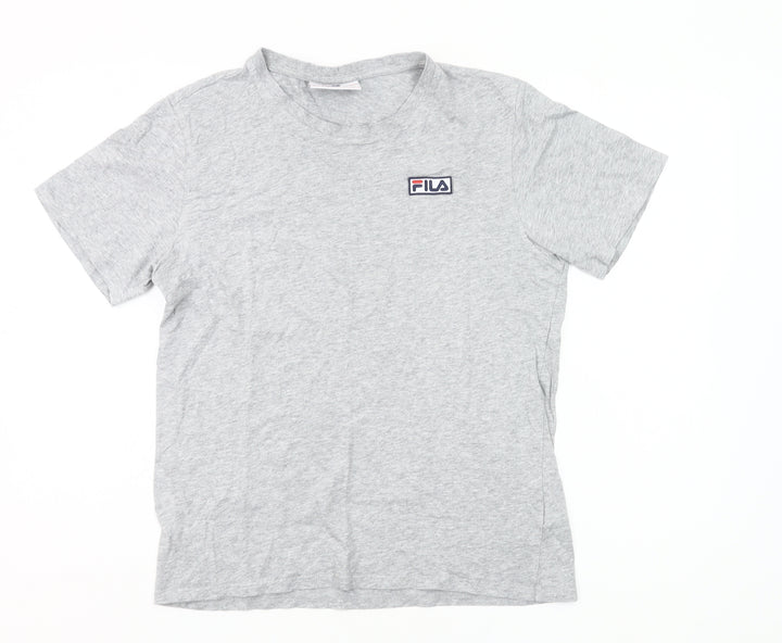 FILA Men's Grey Small Crew Neck Short Sleeve Cotton T-Shirt