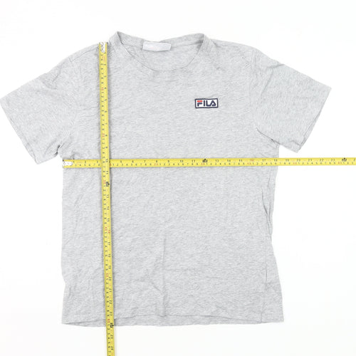 FILA Men's Grey Small Crew Neck Short Sleeve Cotton T-Shirt