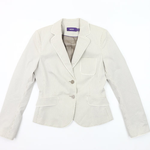 Mexx Women’s Beige Pinstripe Blazer Jacket Size 12 Tailored Workwear