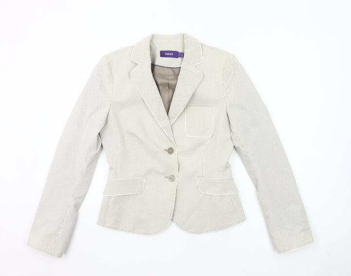 Mexx Women’s Beige Pinstripe Blazer Jacket Size 12 Tailored Workwear