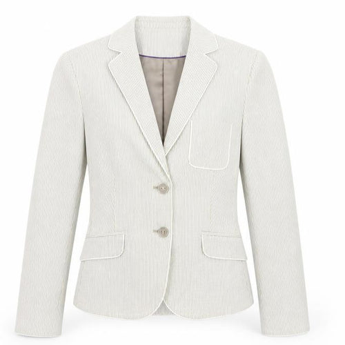 Mexx Women’s Beige Pinstripe Blazer Jacket Size 12 Tailored Workwear