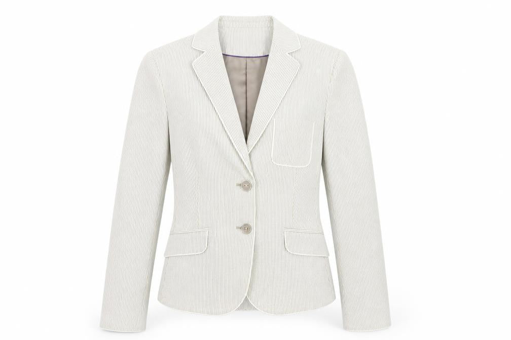 Mexx Women’s Beige Pinstripe Blazer Jacket Size 12 Tailored Workwear