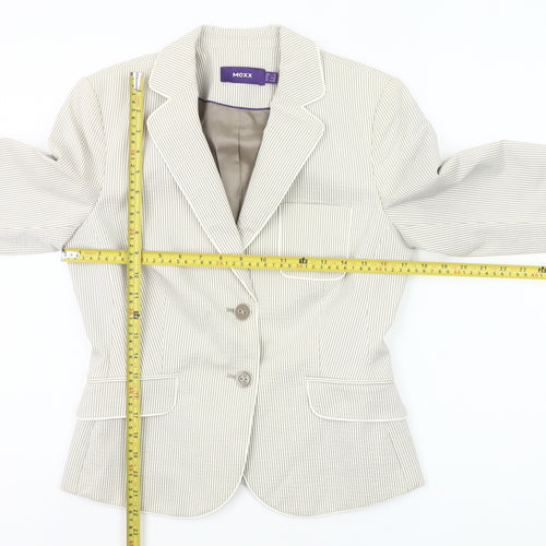 Mexx Women’s Beige Pinstripe Blazer Jacket Size 12 Tailored Workwear