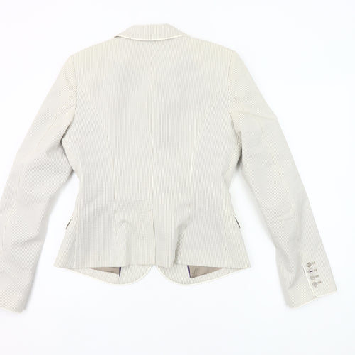 Mexx Women’s Beige Pinstripe Blazer Jacket Size 12 Tailored Workwear